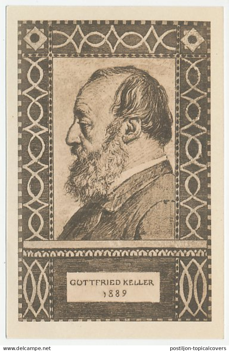 Postal Stationery Switzerland 1919 Gottfried Keller - Writer - Escritores