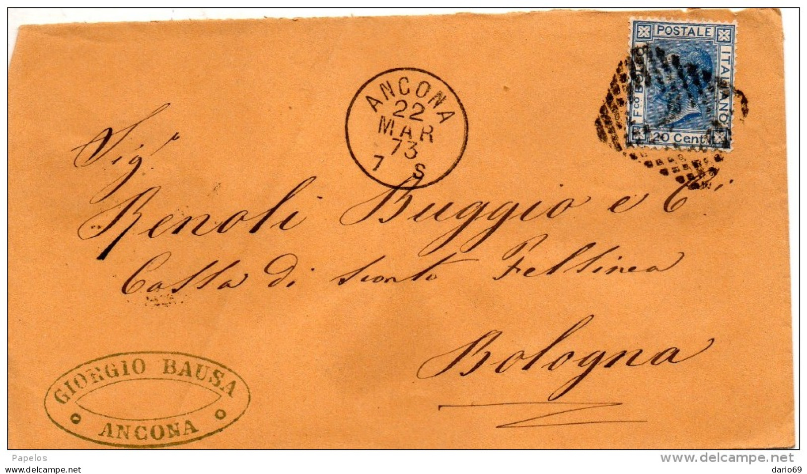 1873  LETTERA CON ANNULLO ANCONA - Poststempel