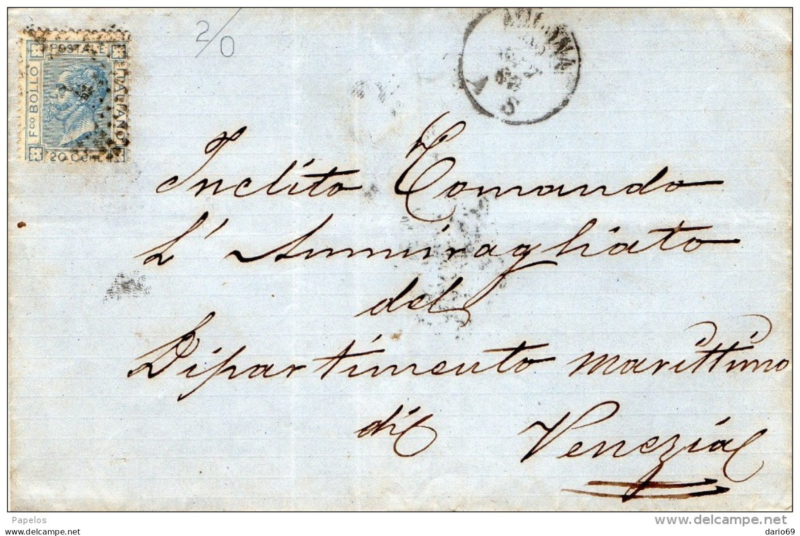 1868 LETTERA CON ANNULLO ANCONA - Marcophilie