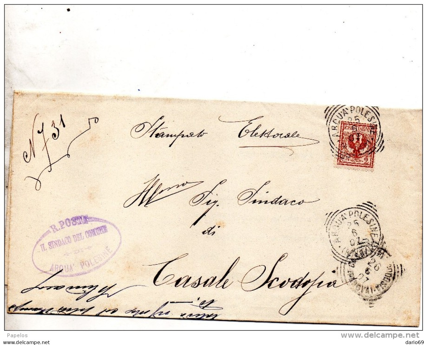 1907   LETTERA CON ANNULLO ARQUA POLESINE ROVIGO - Poststempel