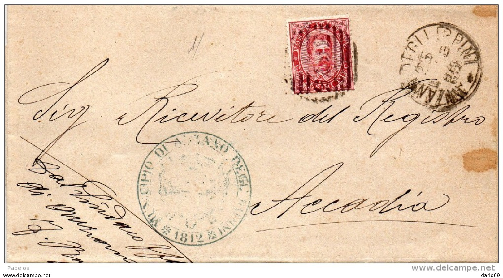 1889  LETTERA CON ANNULLO NUMERALE ANZANO DEGL' IRPINI  FOGGIA - Storia Postale