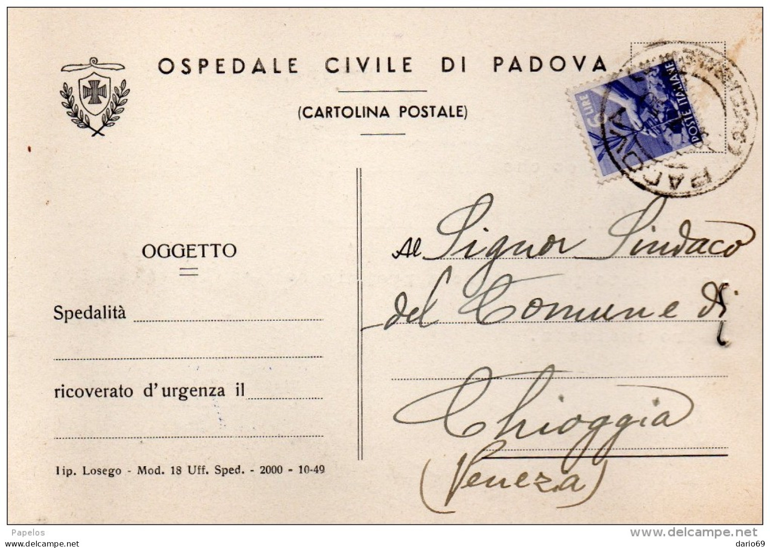 1950 CARTOLINA CON ANNULLO PADOVA - 1946-60: Marcofilie