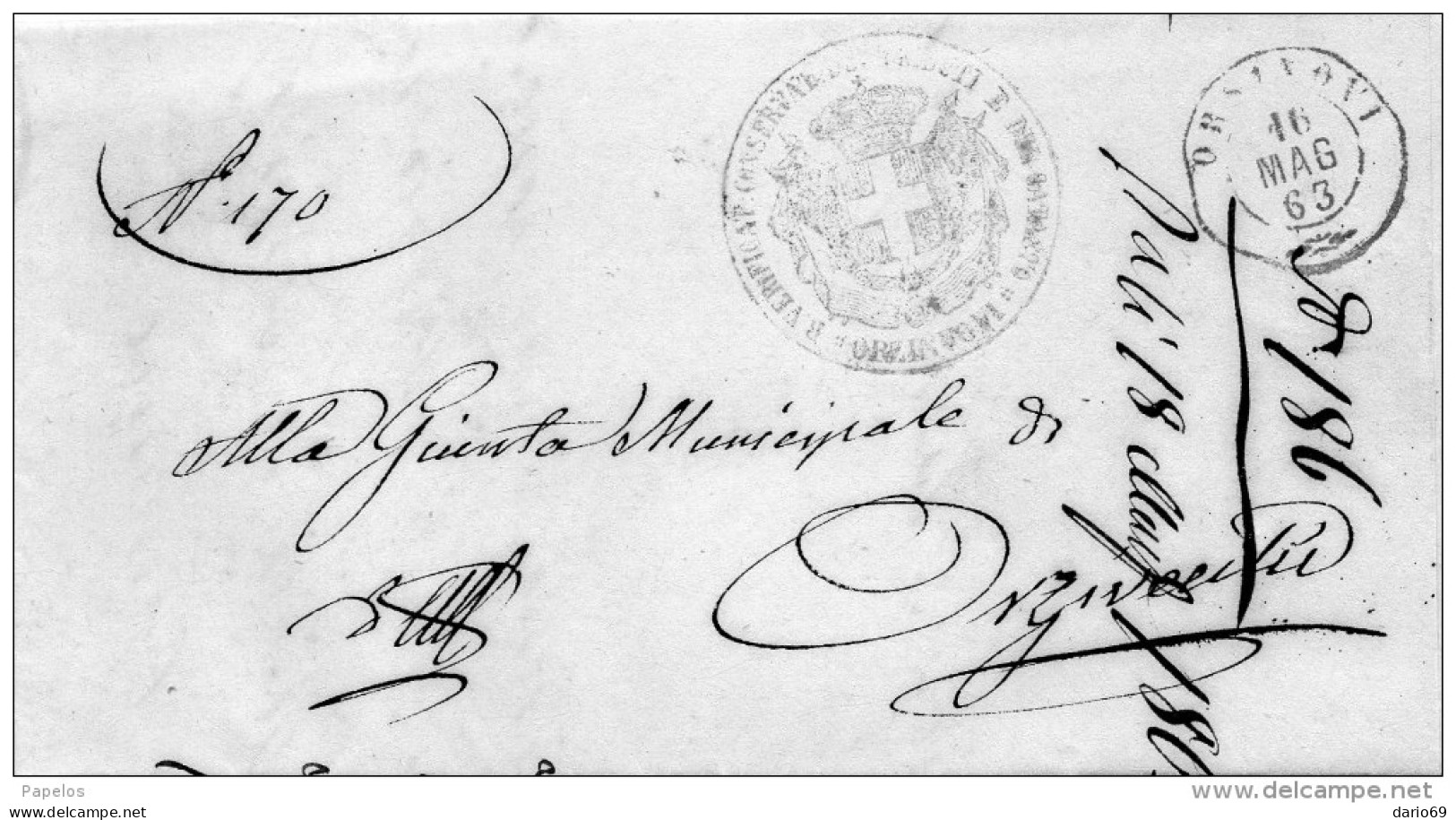 1863 LETTERA CON ANNULLO ORZINUOVI BRESCIA - Poststempel