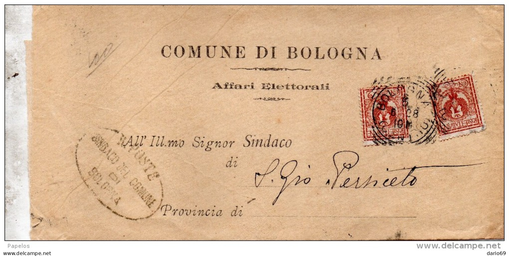 1908 LETTERA CON ANNULLO BOLOGNA - Marcophilia