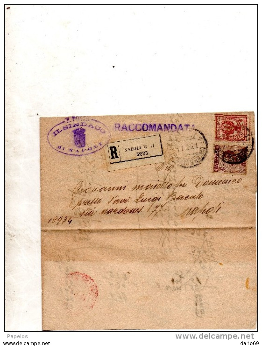 1921 LETTERA RACCOMANDATA  CON ANNULLO NAPOLI PIAZZA MEDINA - Marcophilia