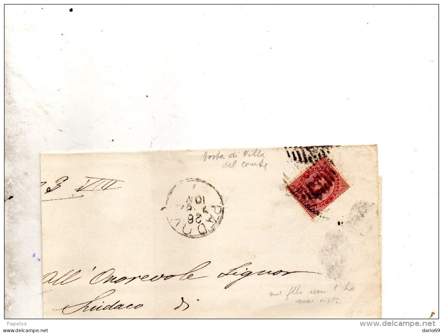 1882  LETTERA CON ANNULLO PADOVA + VILLA DEL CONTE IN CORSIVO - Storia Postale