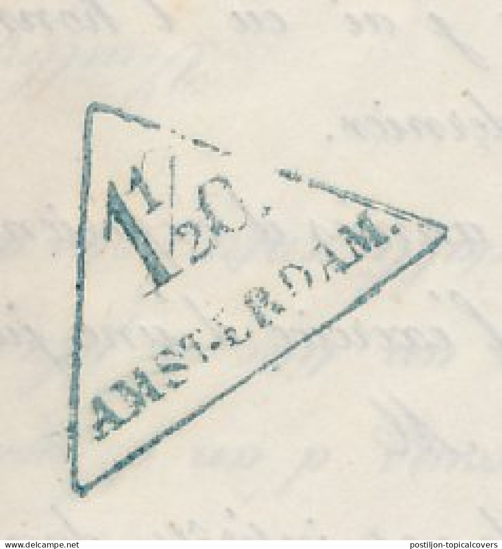 Amsterdam 1 1/2 C. Drukwerk Driehoekstempel 1853 - Fiscaux
