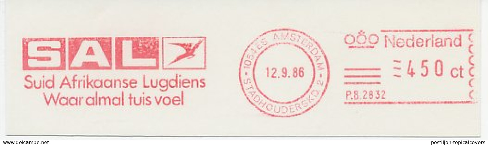 Meter Cut Netherlands 1986 SAL - South African Airline - Airplanes