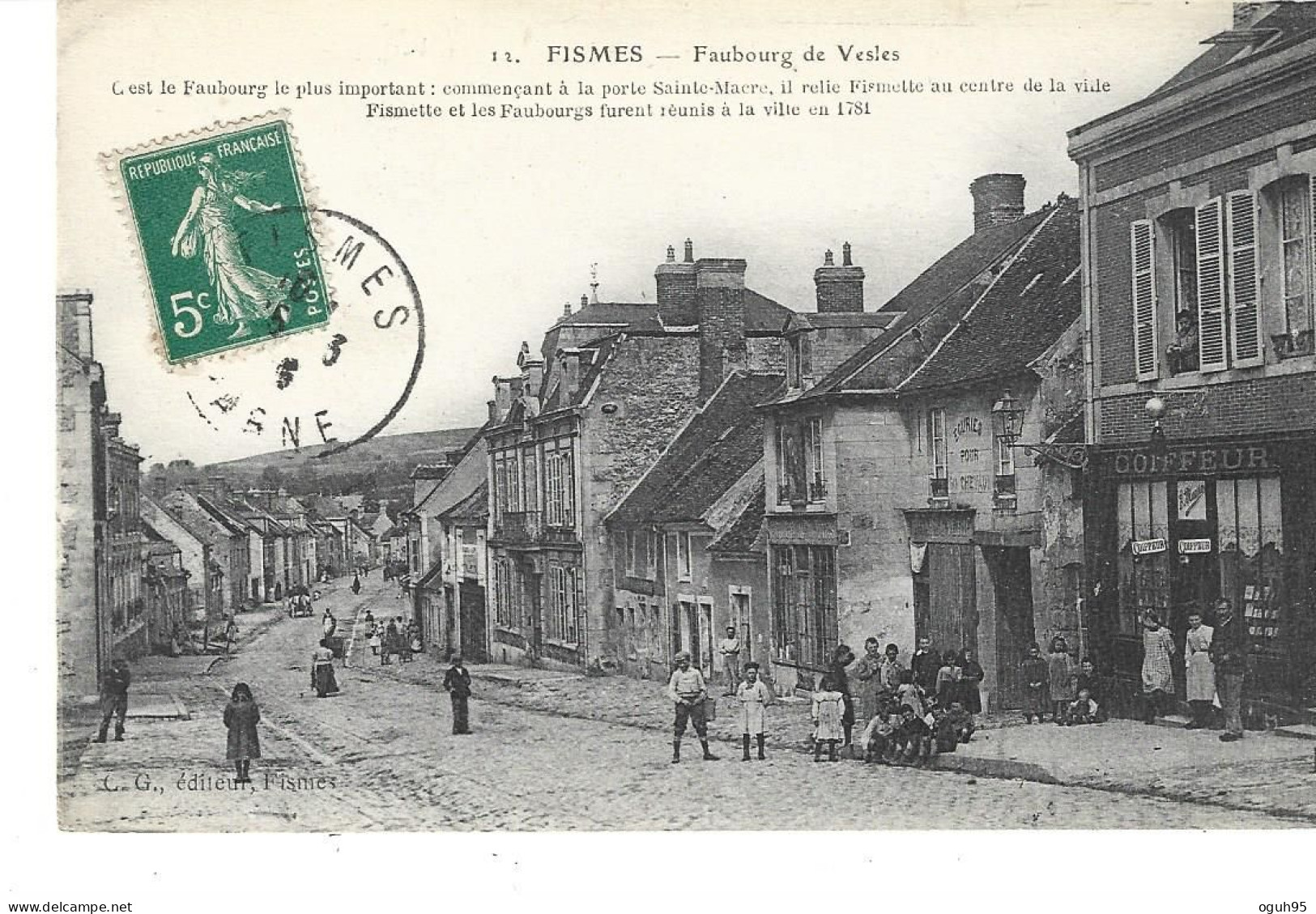 51 - FISMES - Faubourg De Vesles  (animé, Coiffeur Côté Droit)) - Fismes