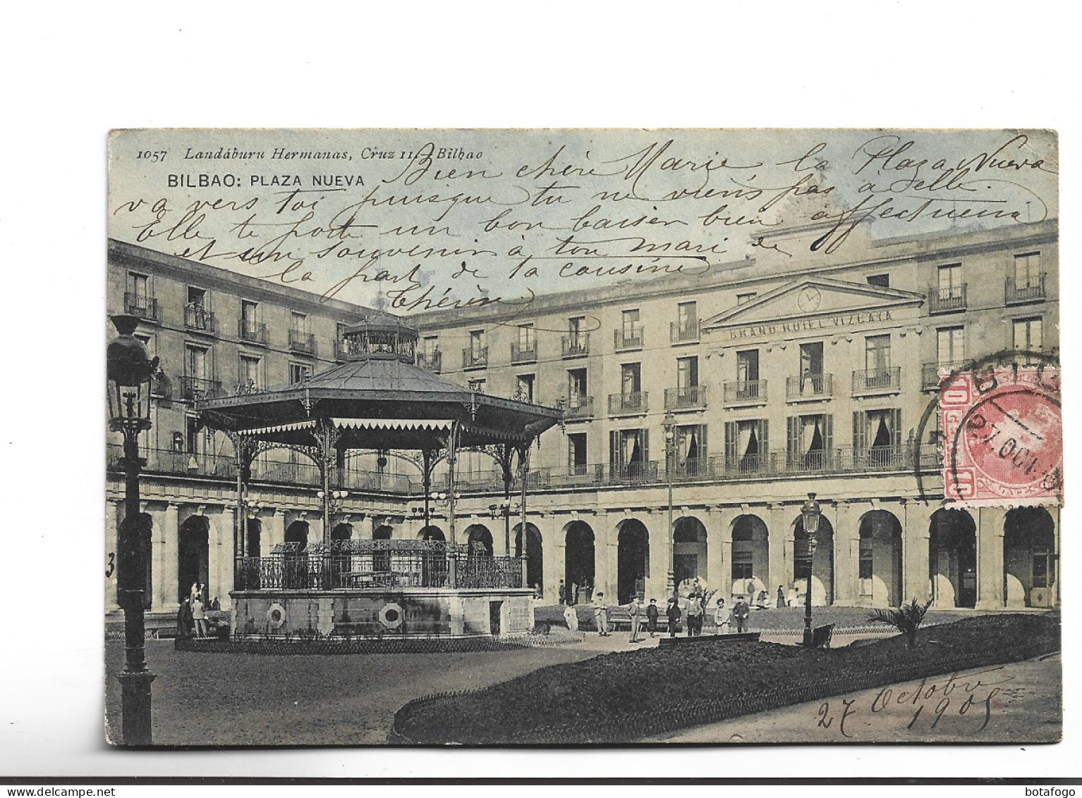 CPA BILBAO, PLAZA NUEVA  En 1905!voir Timbre) - Vizcaya (Bilbao)