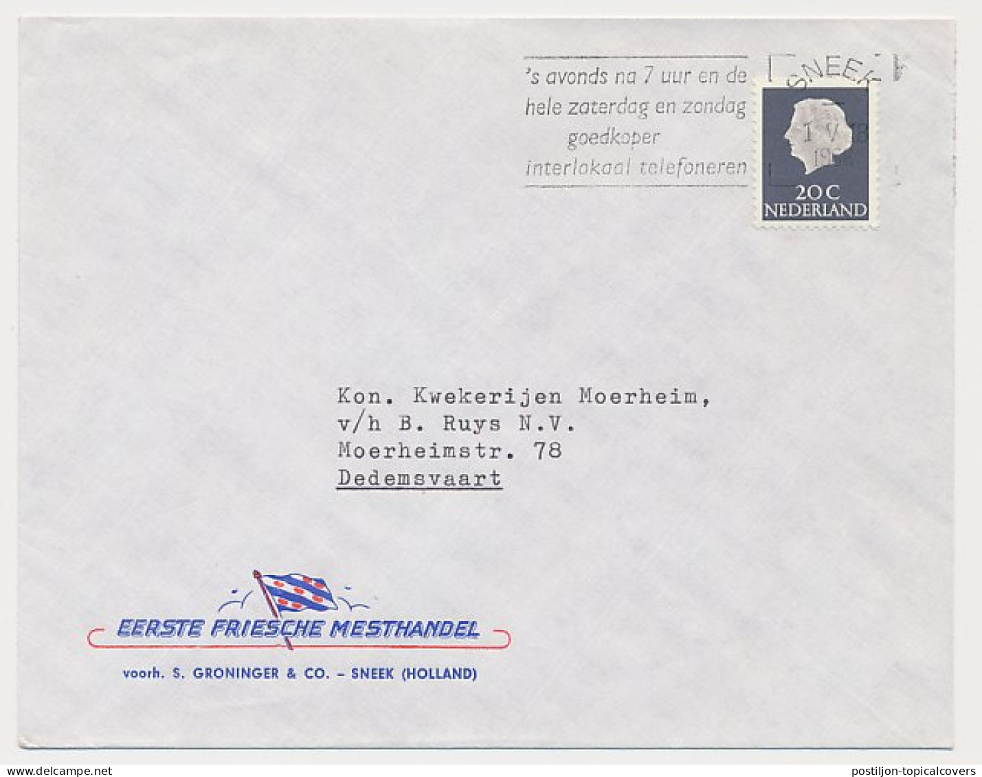 Firma Envelop Sneek 1968 - Mesthandel - Vlag - Non Classés