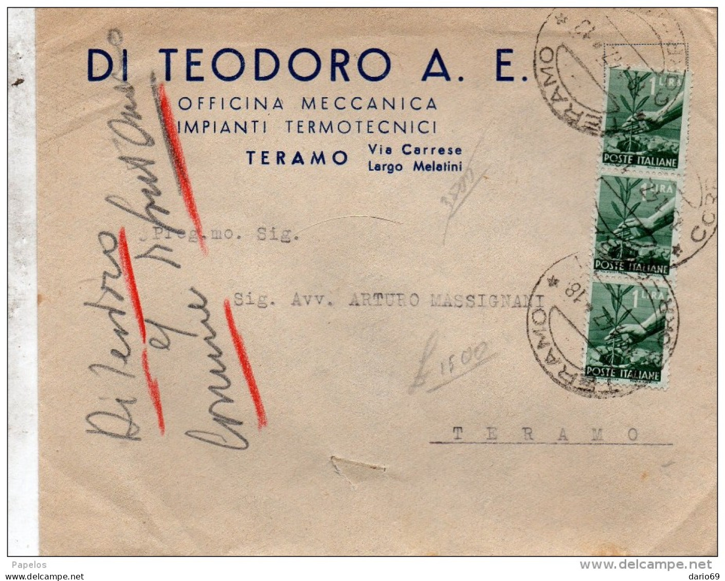 1947 LETTERA CON ANNULLO TERAMO - 1946-60: Marcophilie