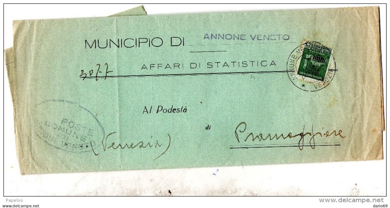 1944  LETTERA  CON ANNULLO  ANNONE VENETO VENEZIA - Marcophilie