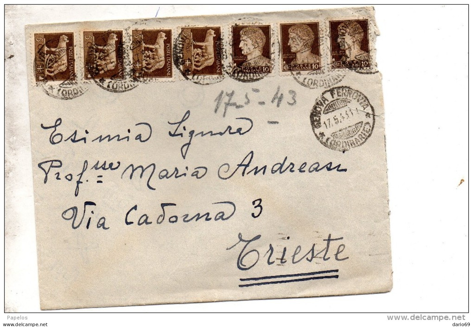 1931 LETTERA CON ANNULLO GENOVA FERROVIA - Poststempel