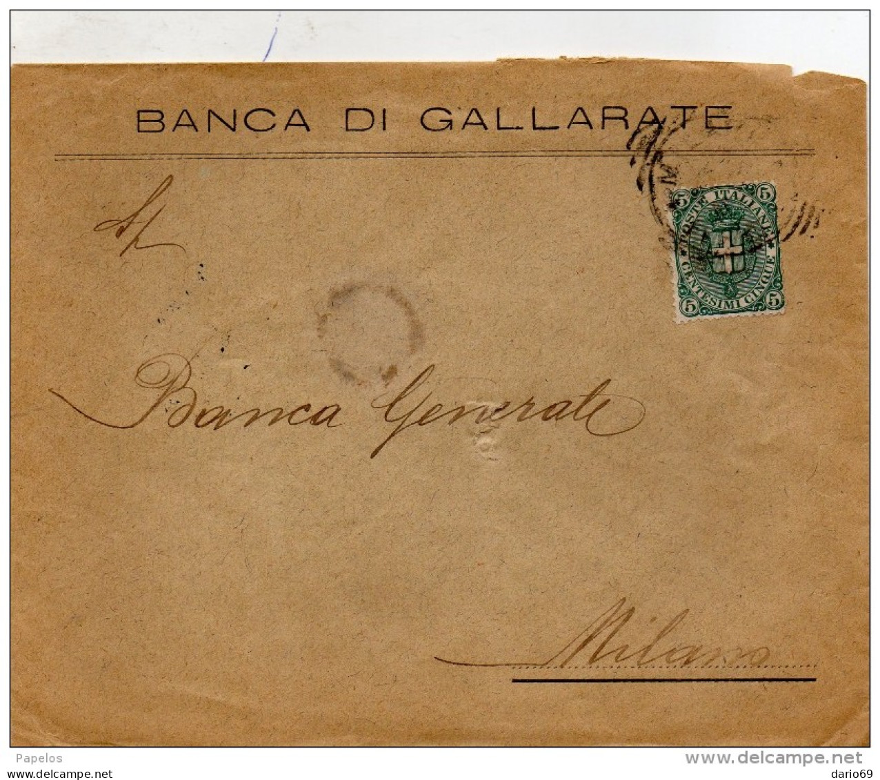 1892 LETTERA BANCA DI GALLARATE MILANO - Storia Postale