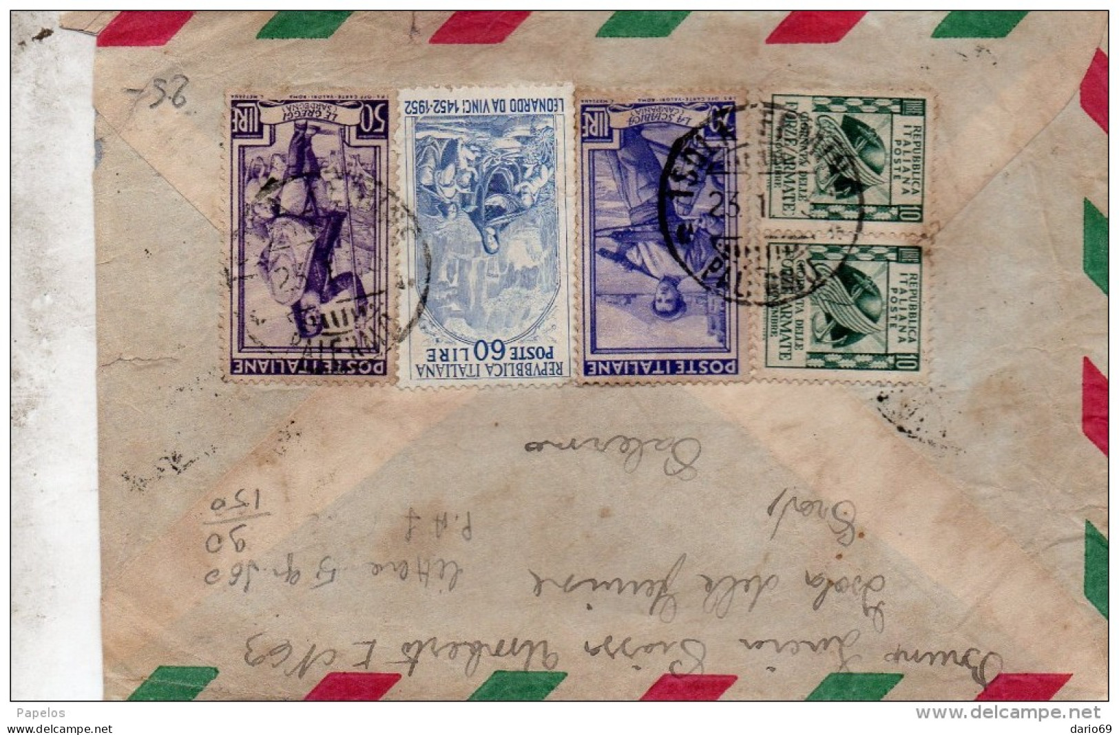 1953  LETTERA CON ANNULLO ISOLA FEMINE PALERMO - Poste Aérienne