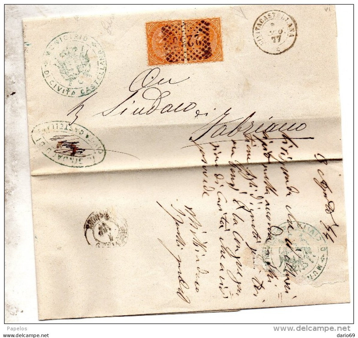 1877 LETTERA CON ANNULLO NUMERALE CIVITA CASTELLANA ROMA - Storia Postale