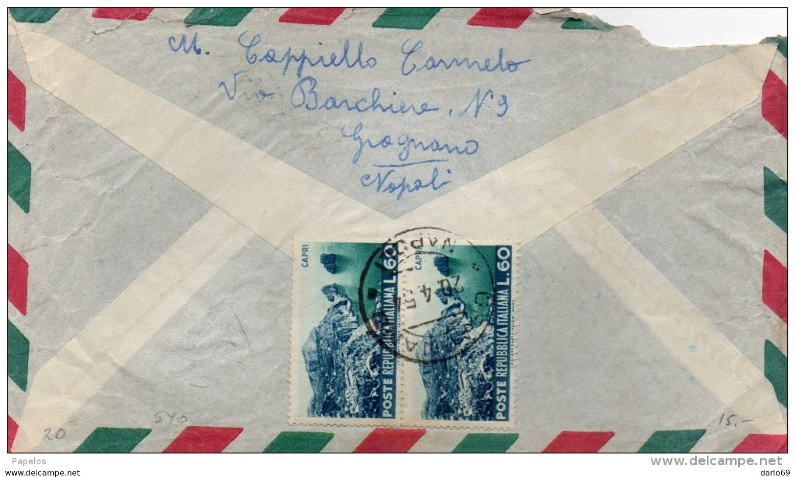 1954 LETTERA CON ANNULLO GRAGNANO NAPOLI - 1946-60: Poststempel