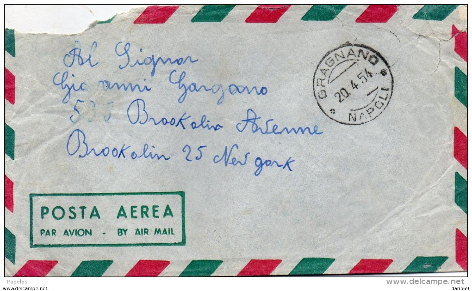 1954 LETTERA CON ANNULLO GRAGNANO NAPOLI - 1946-60: Marcophilie