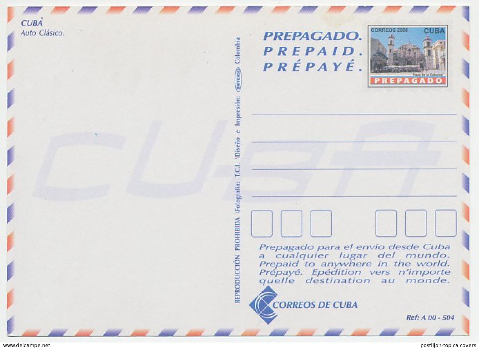 Postal Stationery Cuba 2000 Car  - Autos