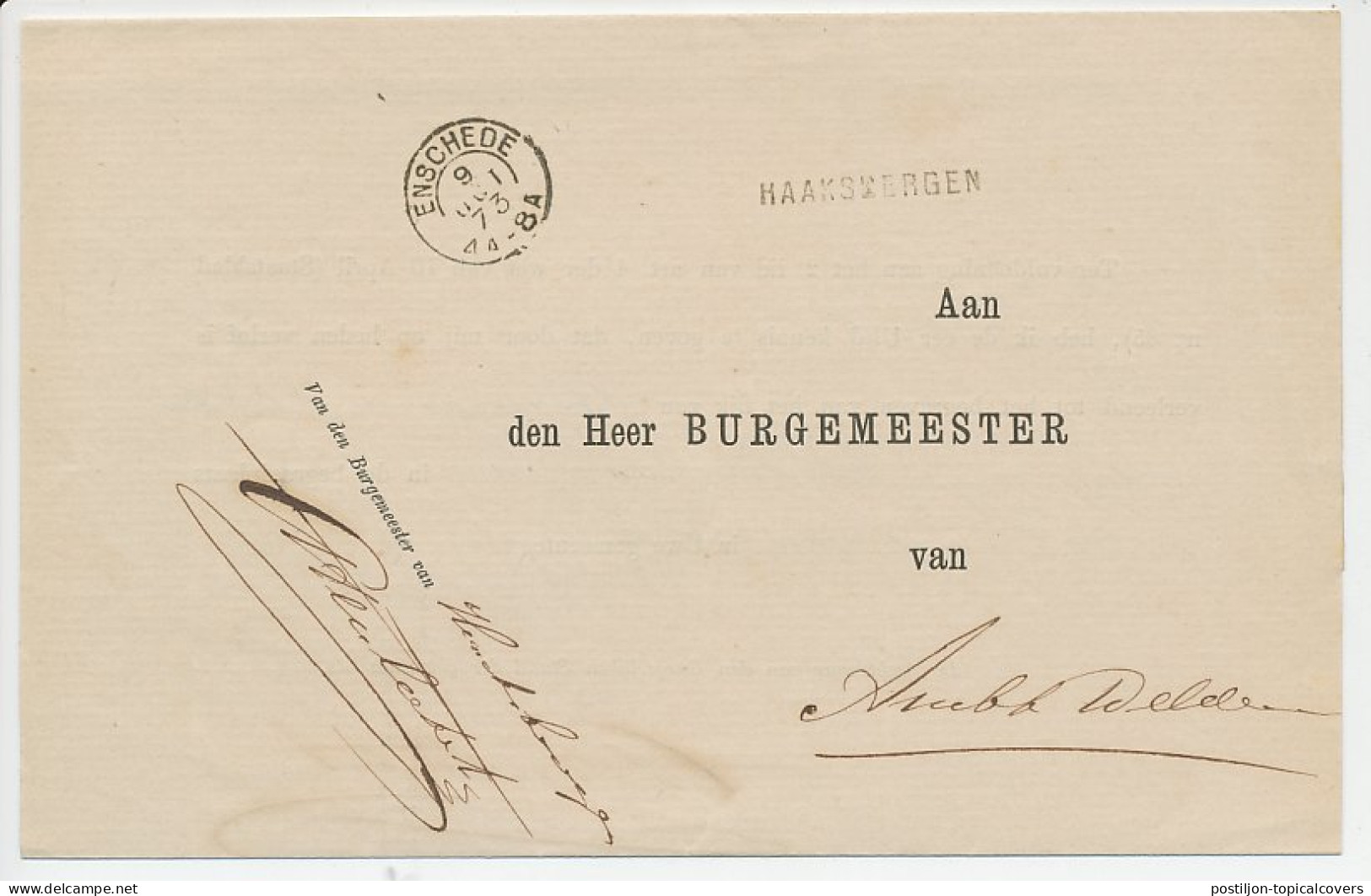 Naamstempel Haaksbergen 1873 - Cartas & Documentos
