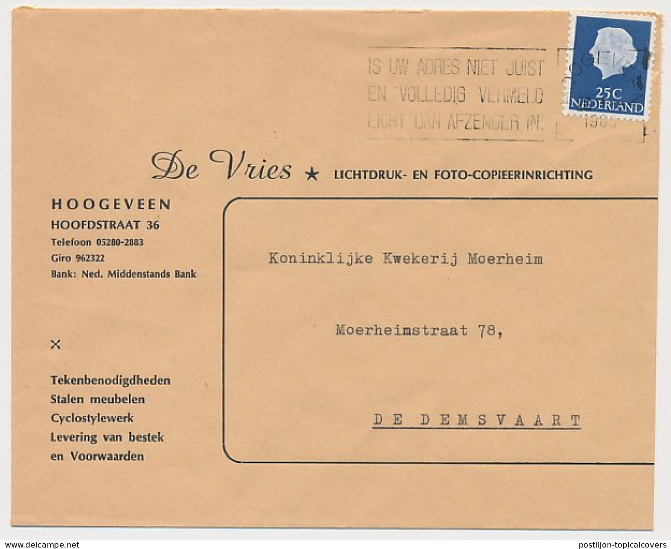 Firma Envelop Hoogeveen 1969 - Copieerinrchting - Non Classés
