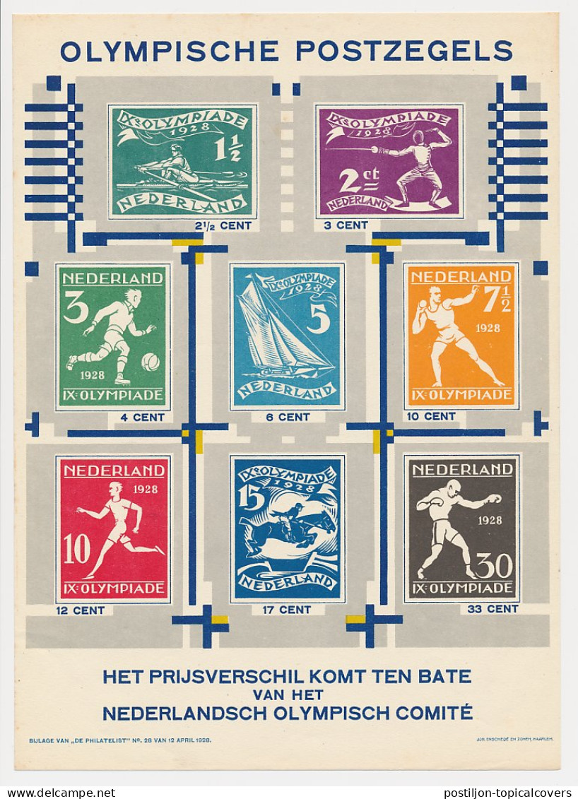 Affiche Em. Olympische Spelen 1928 - Bijlage De Philatelist - Sonstige & Ohne Zuordnung