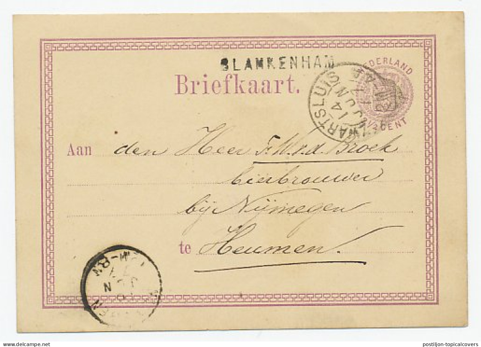 Naamstempel Blankenham 1877 - Storia Postale