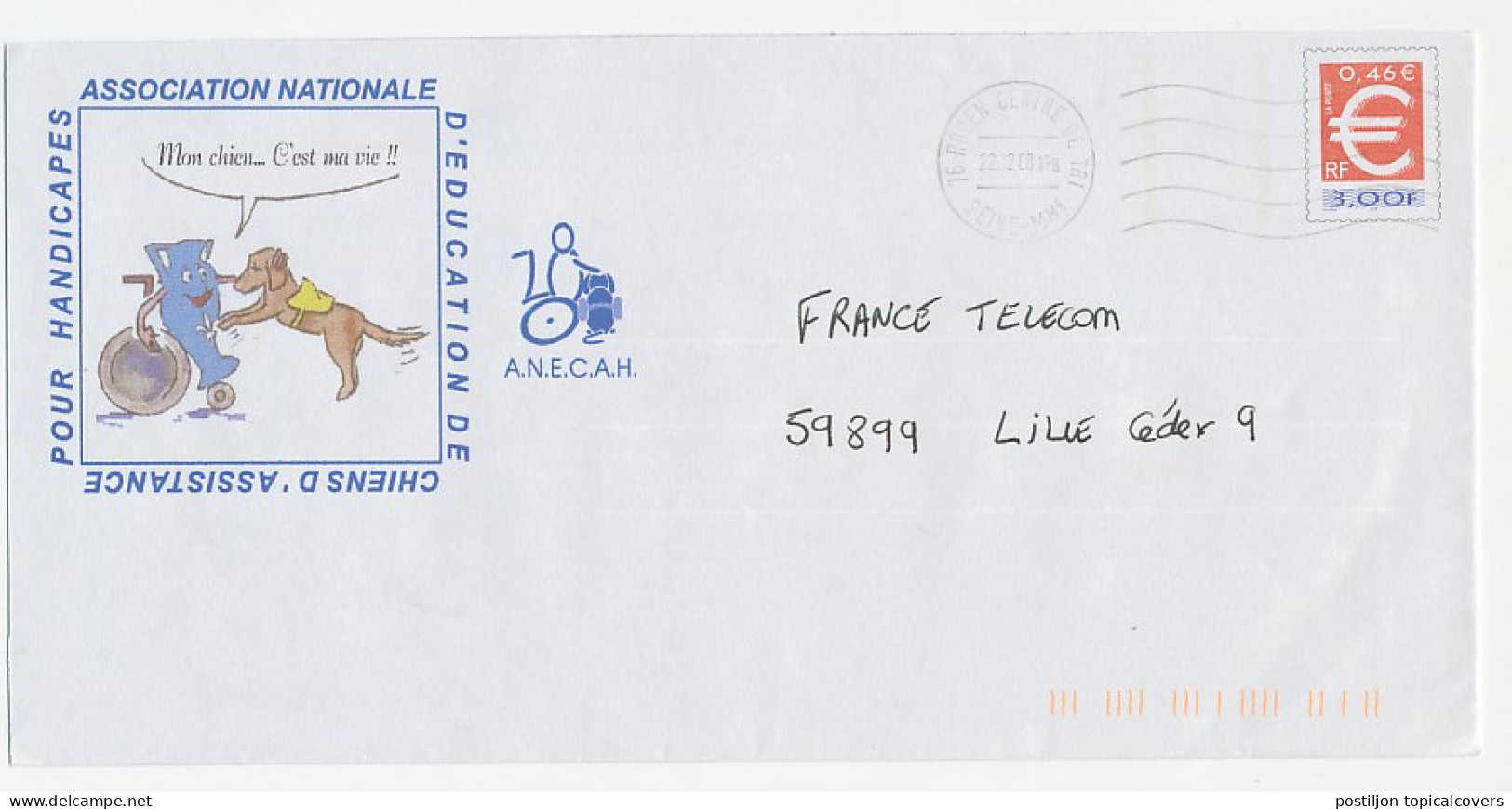 Postal Stationery / PAP France 2000 Guide Dog - Handicap