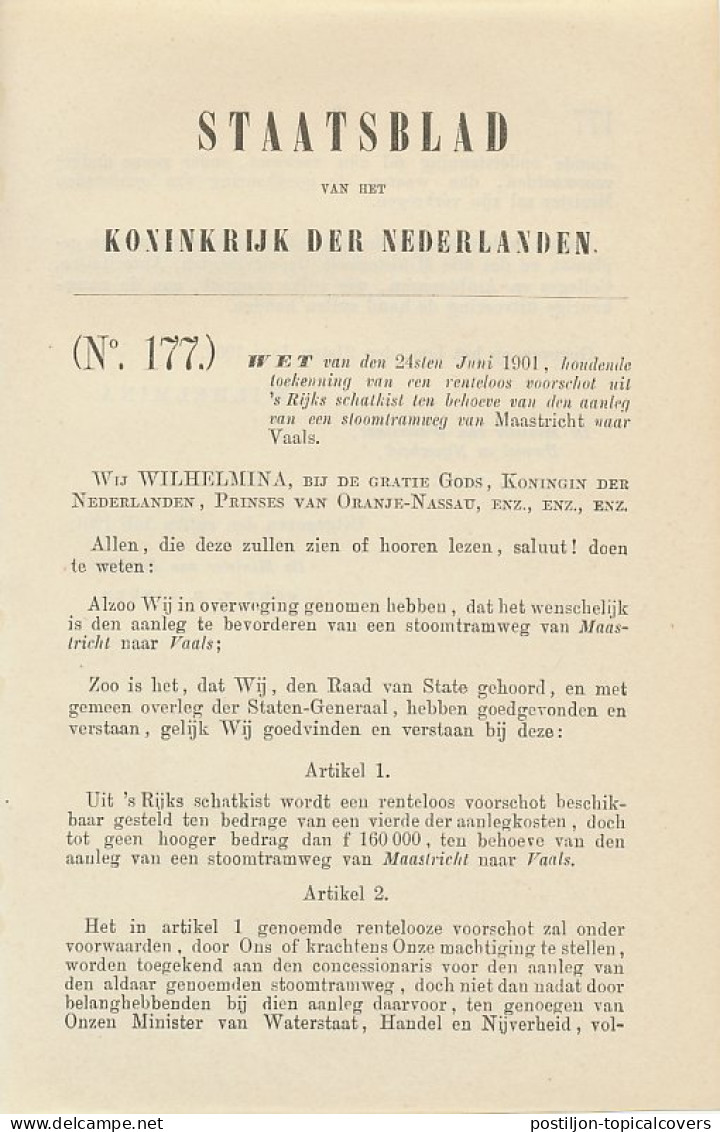 Staatsblad 1901 : Spoorlijn Maastricht - Vaals - Historische Documenten