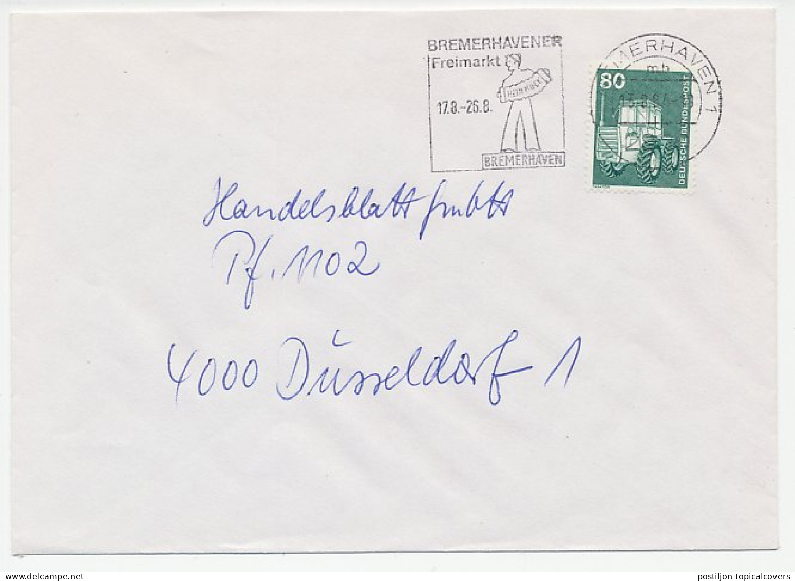 Cover / Postmark Germany 1984 Accordion - Harmonica - Free Market - Music