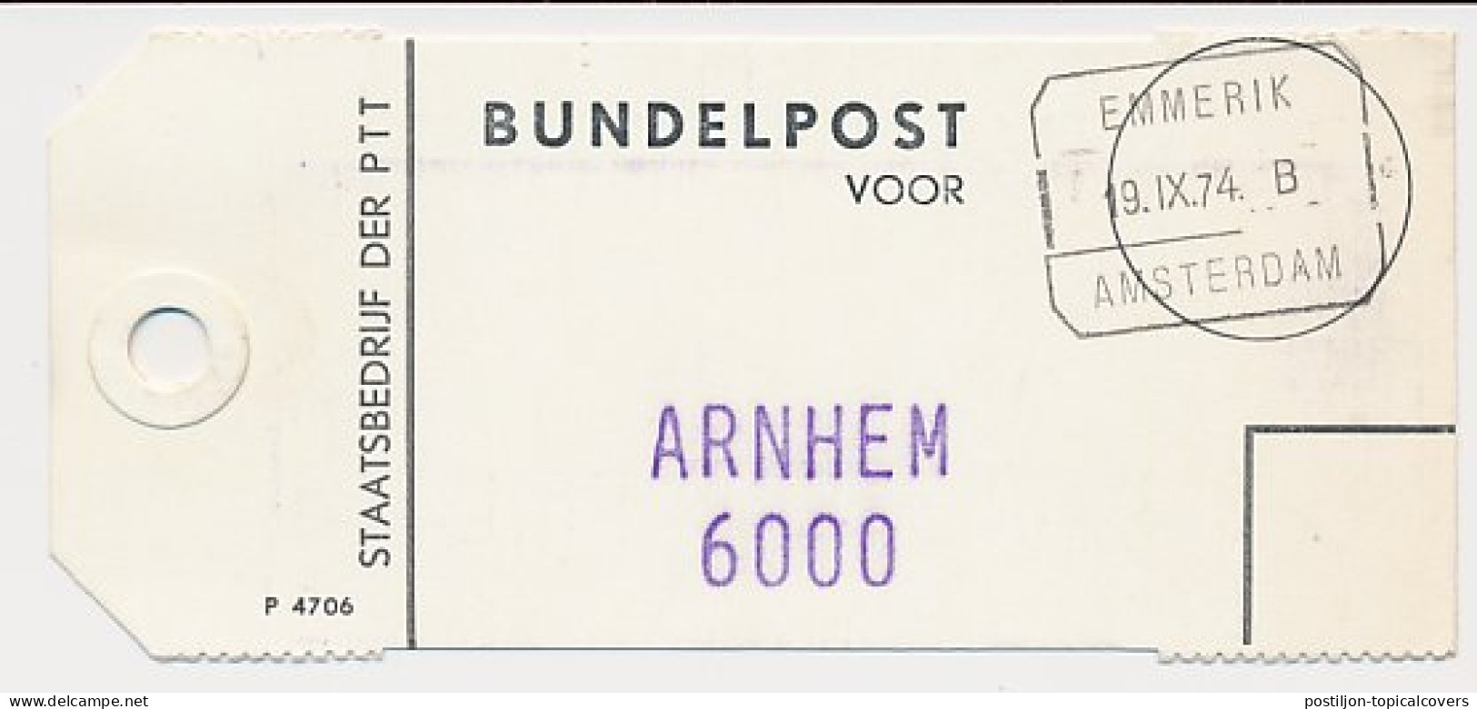 Treinblokstempel : Emmerik - Amsterdam B 1974 - Non Classés