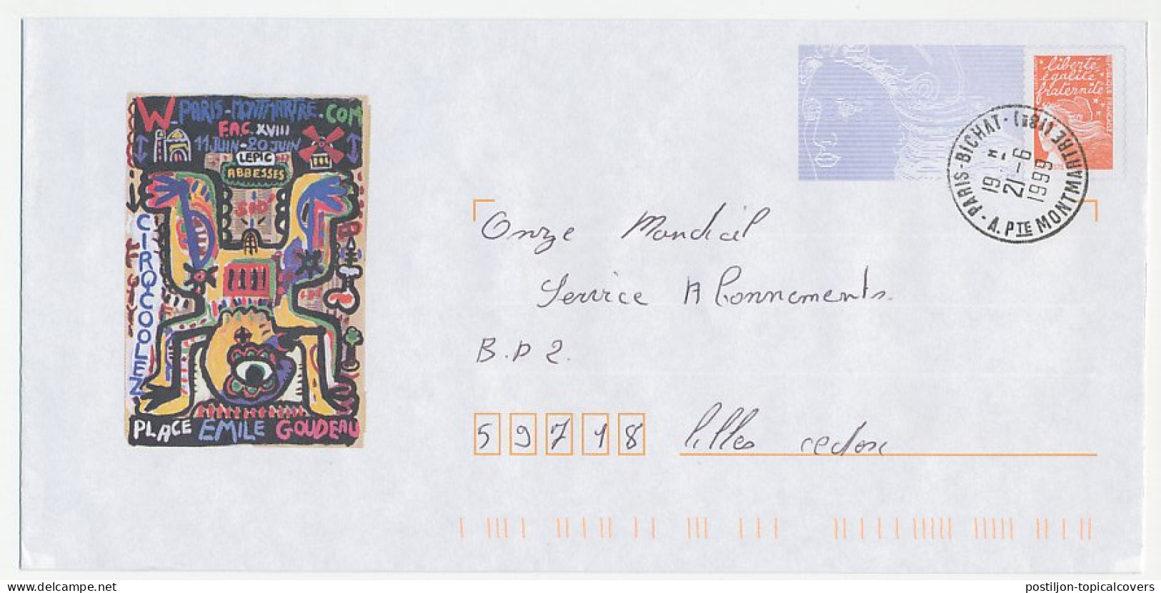Postal Stationery / PAP France 1999 Exhibition - Place Emile Goudeau - Paris Montmartre - Sonstige & Ohne Zuordnung