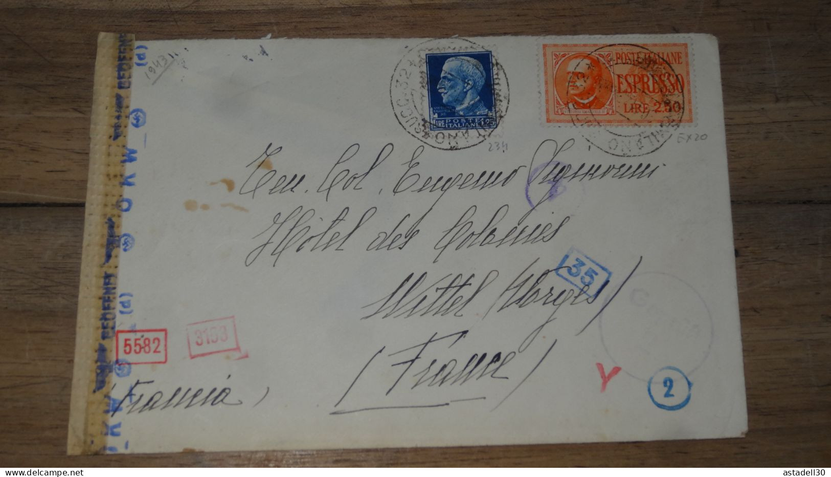 Enveloppe ITALIA, Censure, Express Stamp, 1942  ......... Boite1 ..... 240424-232 - Marcofilía