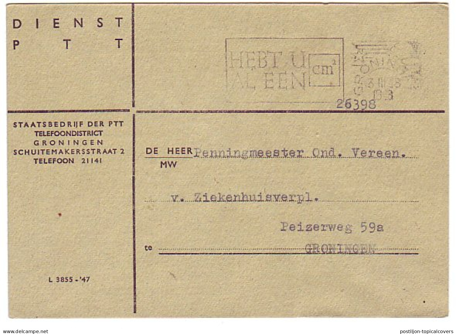 Dienst PTT - Waarschuwing - Groningen 1948 - Non Classés