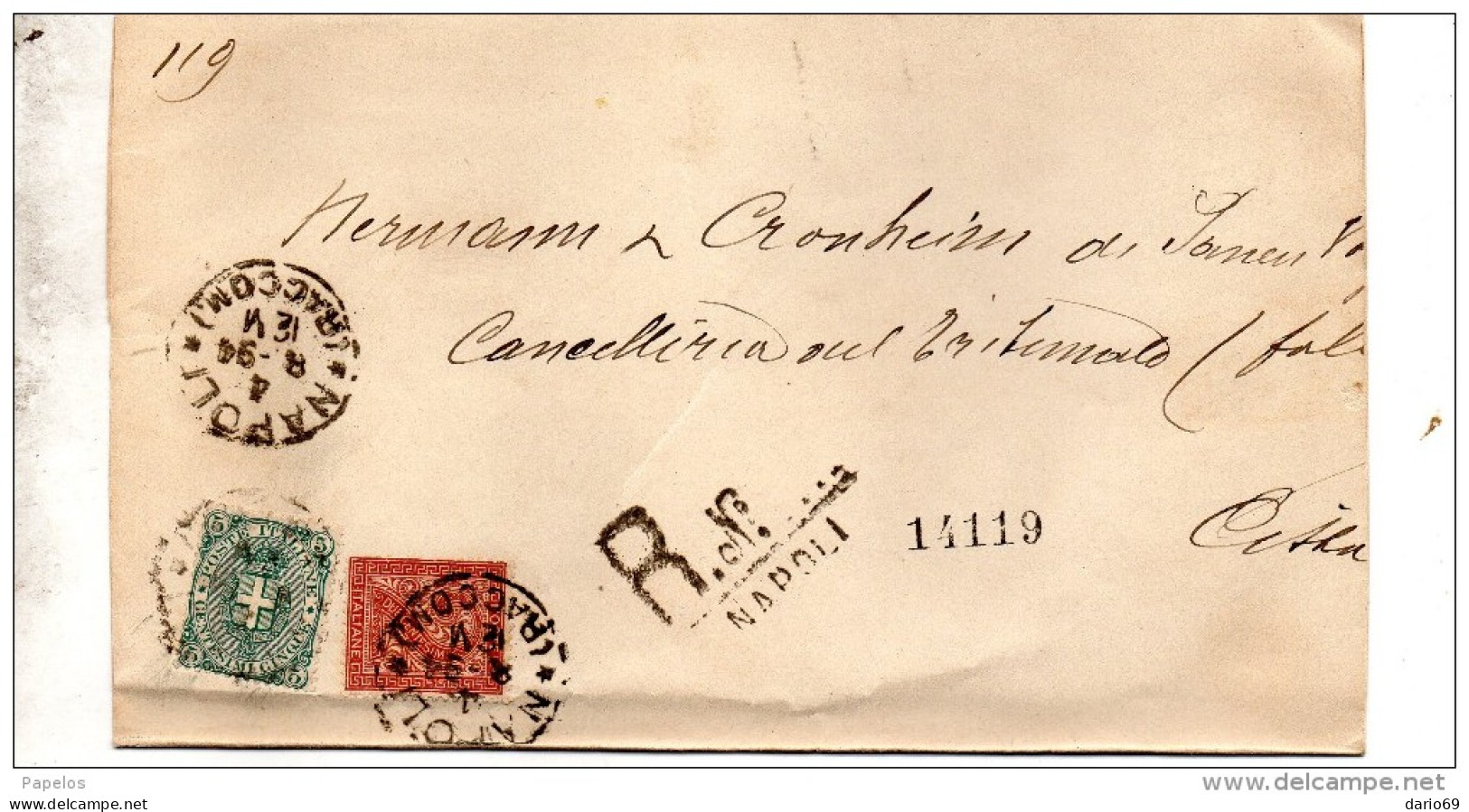1894 LETTERA RACCOMANDATA  CON ANNULLO NAPOLI - Marcophilie