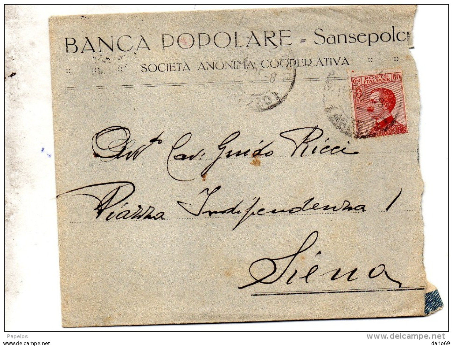 1925 LETTERA INTESTATA BANCA POPOLARE SANSEPOLCRO - Poststempel