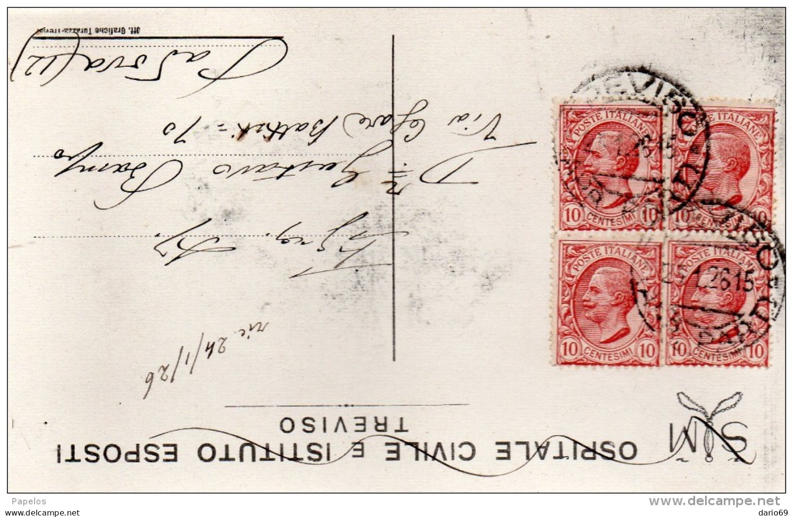 1926 CARTOLINA CON ANNULLO TREVISO - Storia Postale