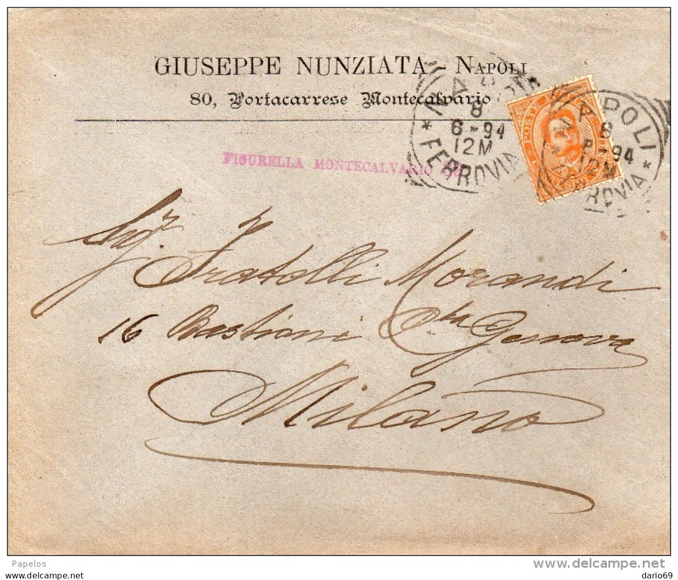 1894 LETTERA INTESTATA  CON ANNULLO NAPOLI - Marcophilie