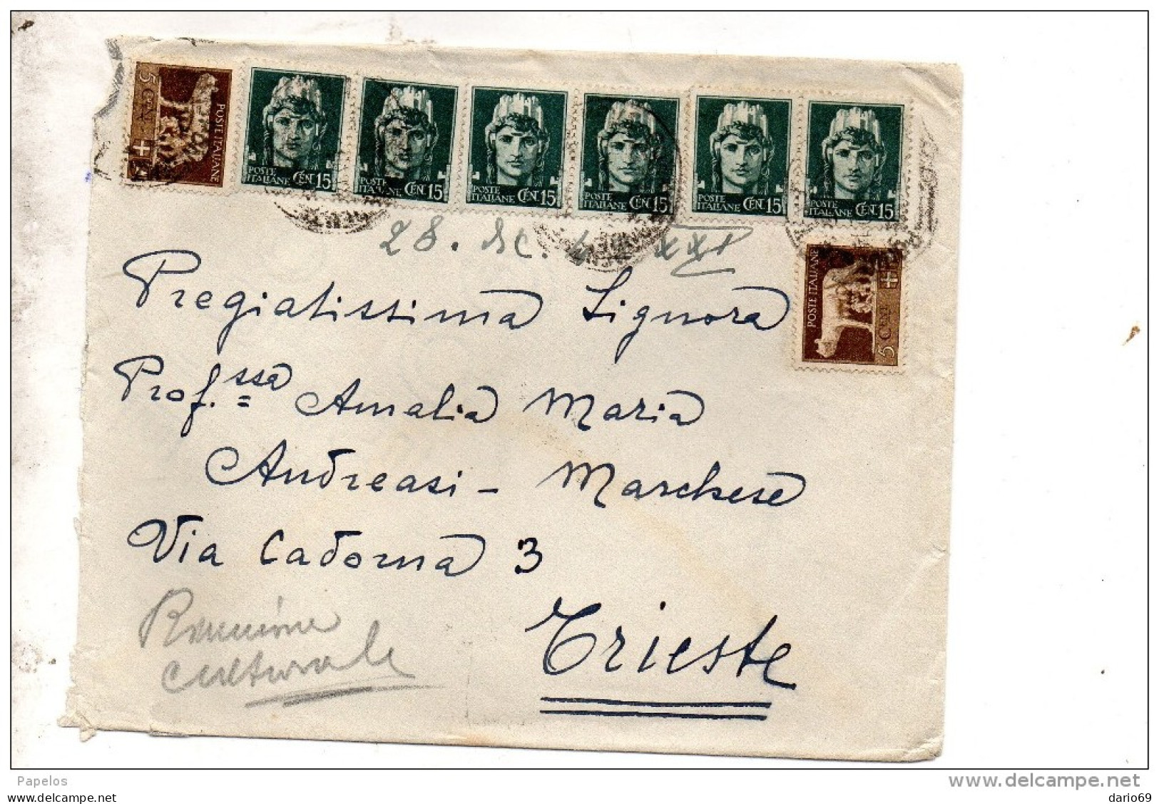 1942  LETTERA CON ANNULLO GENOVA - Marcophilie