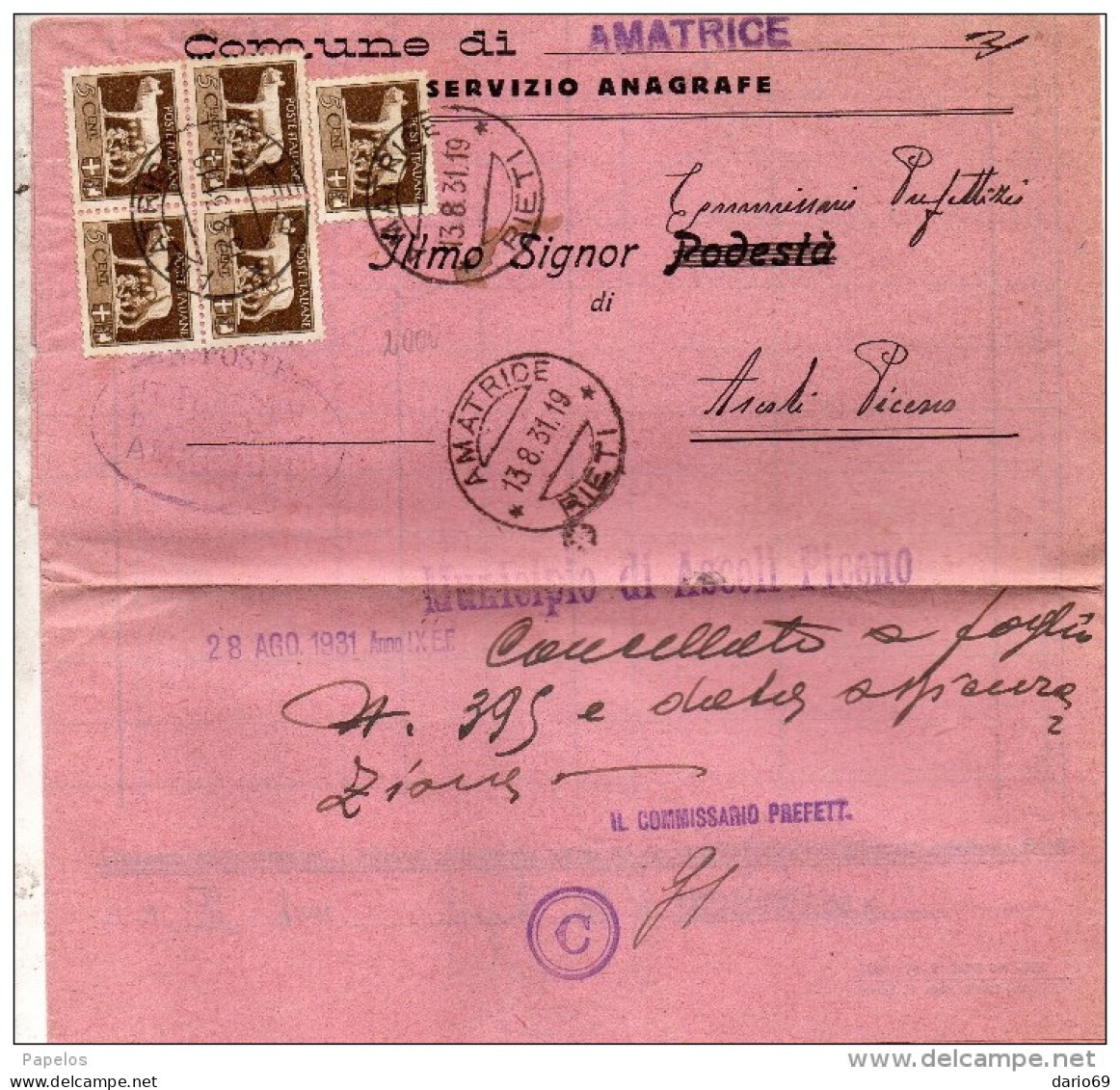 1931 LETTERA CON ANNULLO AMATRICE RIETI - Poststempel