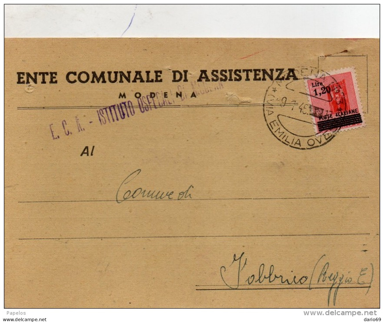 1946  CARTOLINA CON ANNULLO MODENA 3 VIA EMILIA - Poststempel