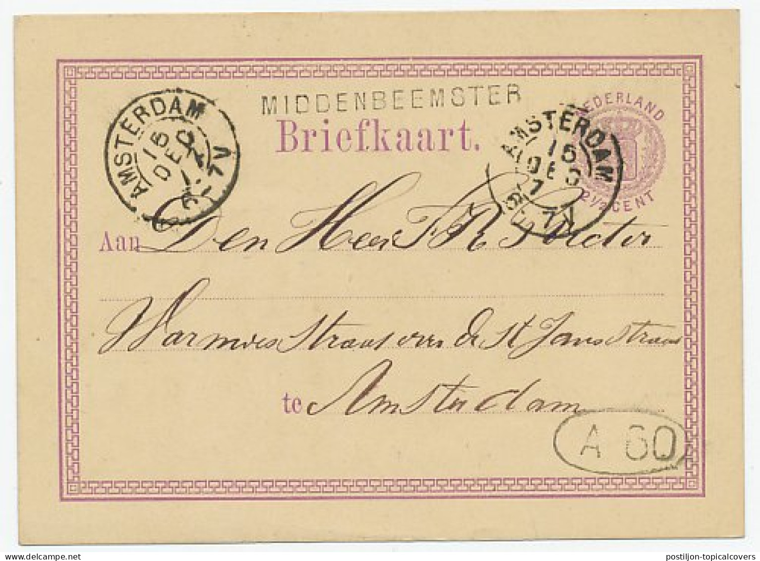 Naamstempel Middenbeemster 1877 - Lettres & Documents