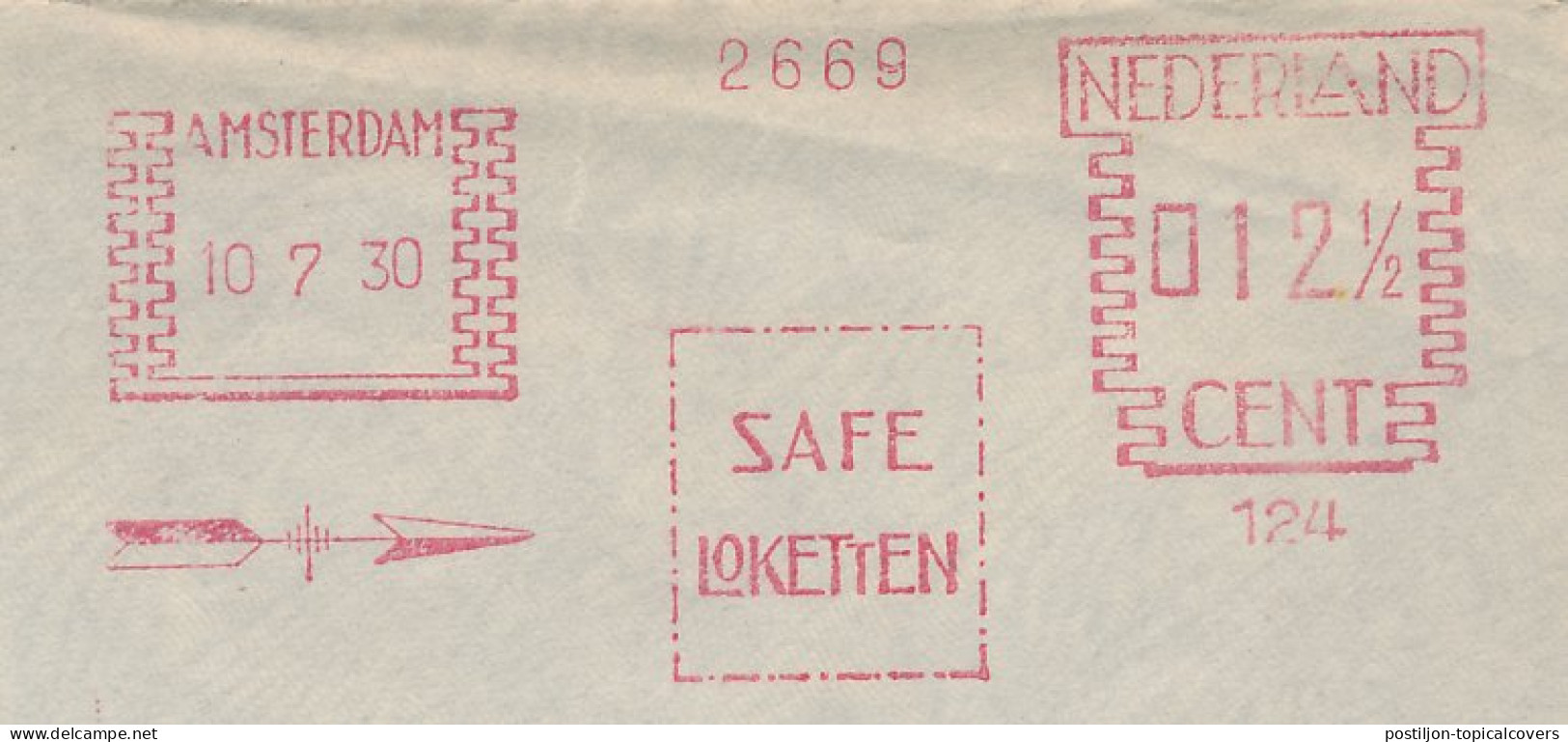 Meter Cover Netherlands 1930 Safes - Safe Deposit Box - Unclassified
