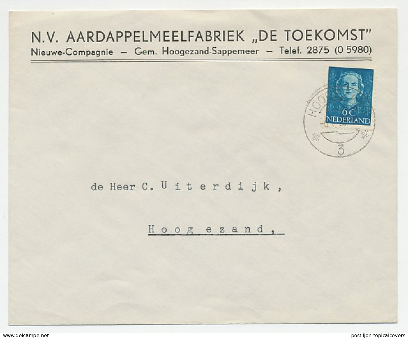 Firma Envelop Nieuwe Compagnie 1953 - Aardappelmeelfabriek - Non Classés
