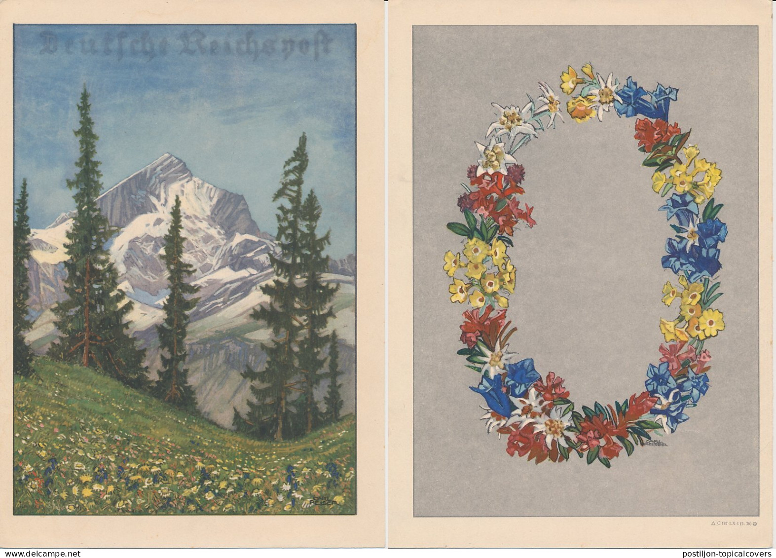 Telegram Germany 1941 - Schmuckblatt Telegramme Mountains - Alpine Meadow - Flowers - Edelweiss - Altri & Non Classificati