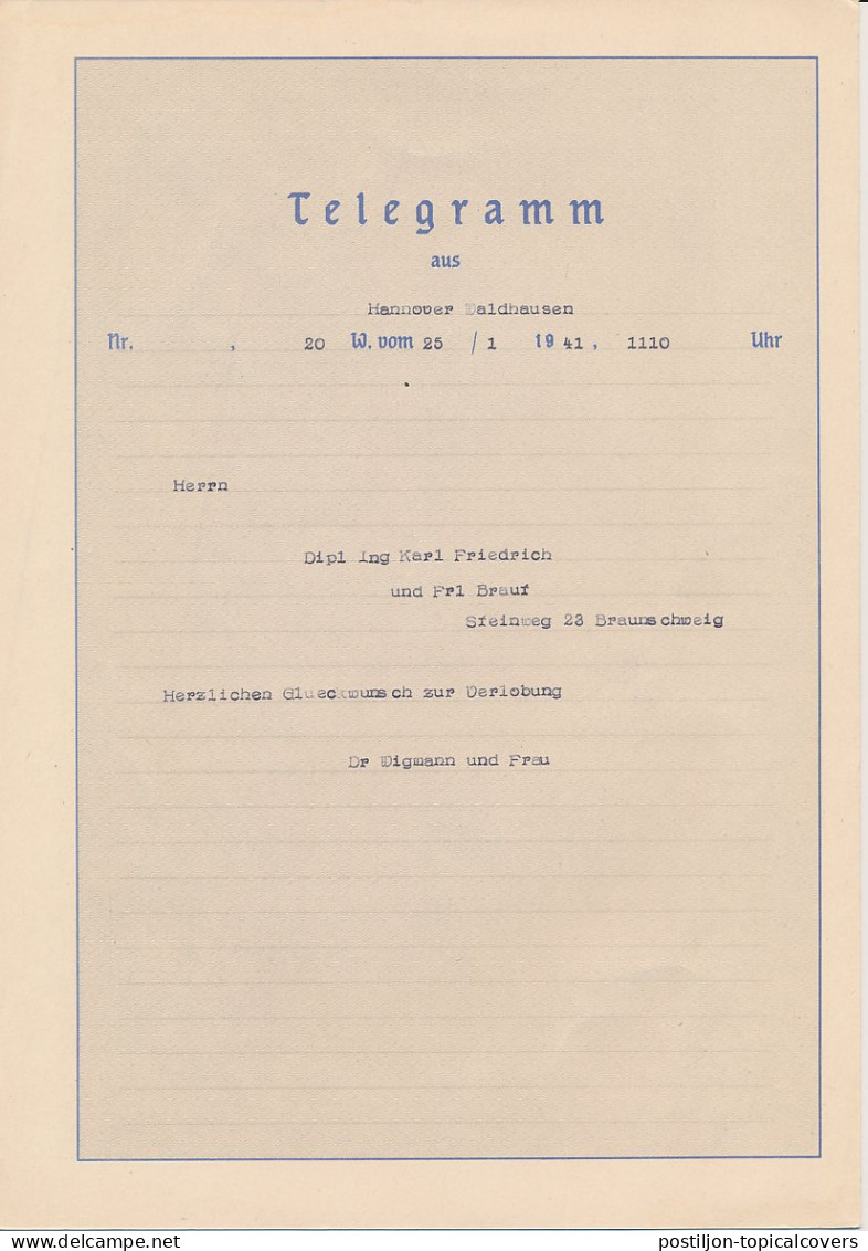 Telegram Germany 1941 - Schmuckblatt Telegramme Mountains - Alpine Meadow - Flowers - Edelweiss - Other & Unclassified