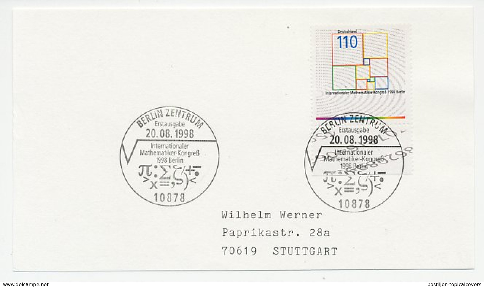 Card / Postmark Germany 1998 Mathematical Congress - Sonstige & Ohne Zuordnung