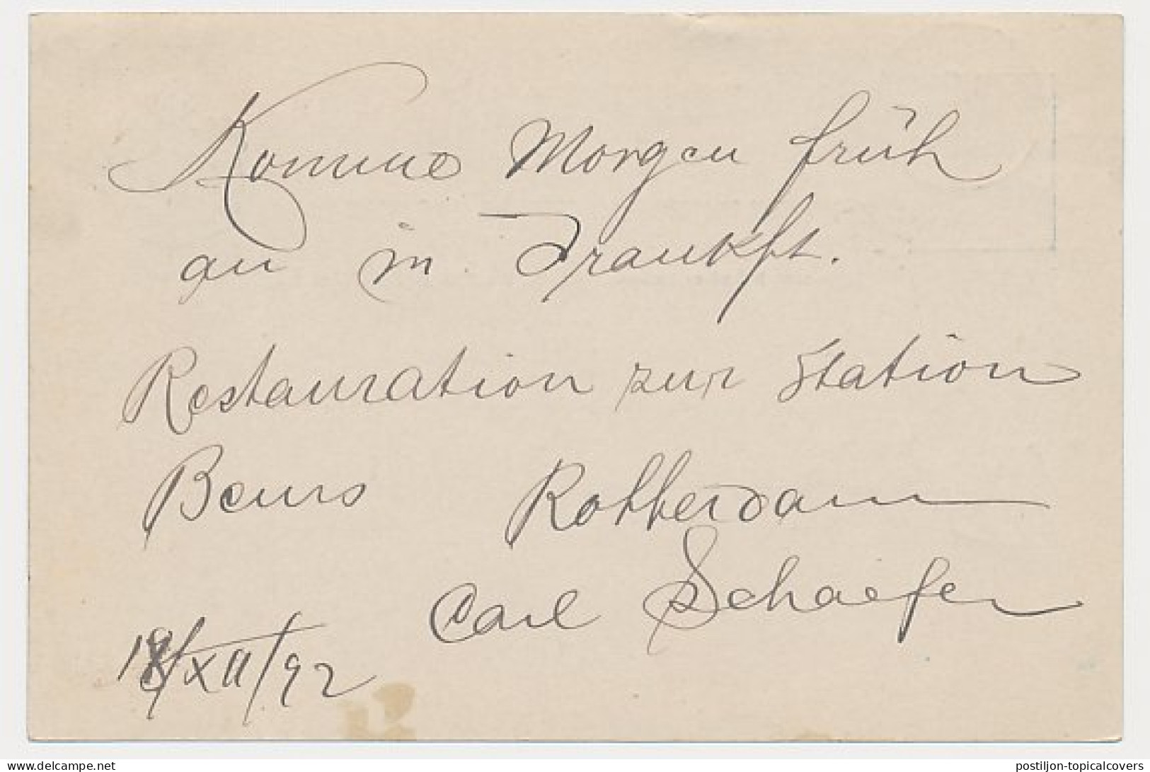 Trein Kleinrondstempel Arnhem - Rotterdam II 1892 - Lettres & Documents