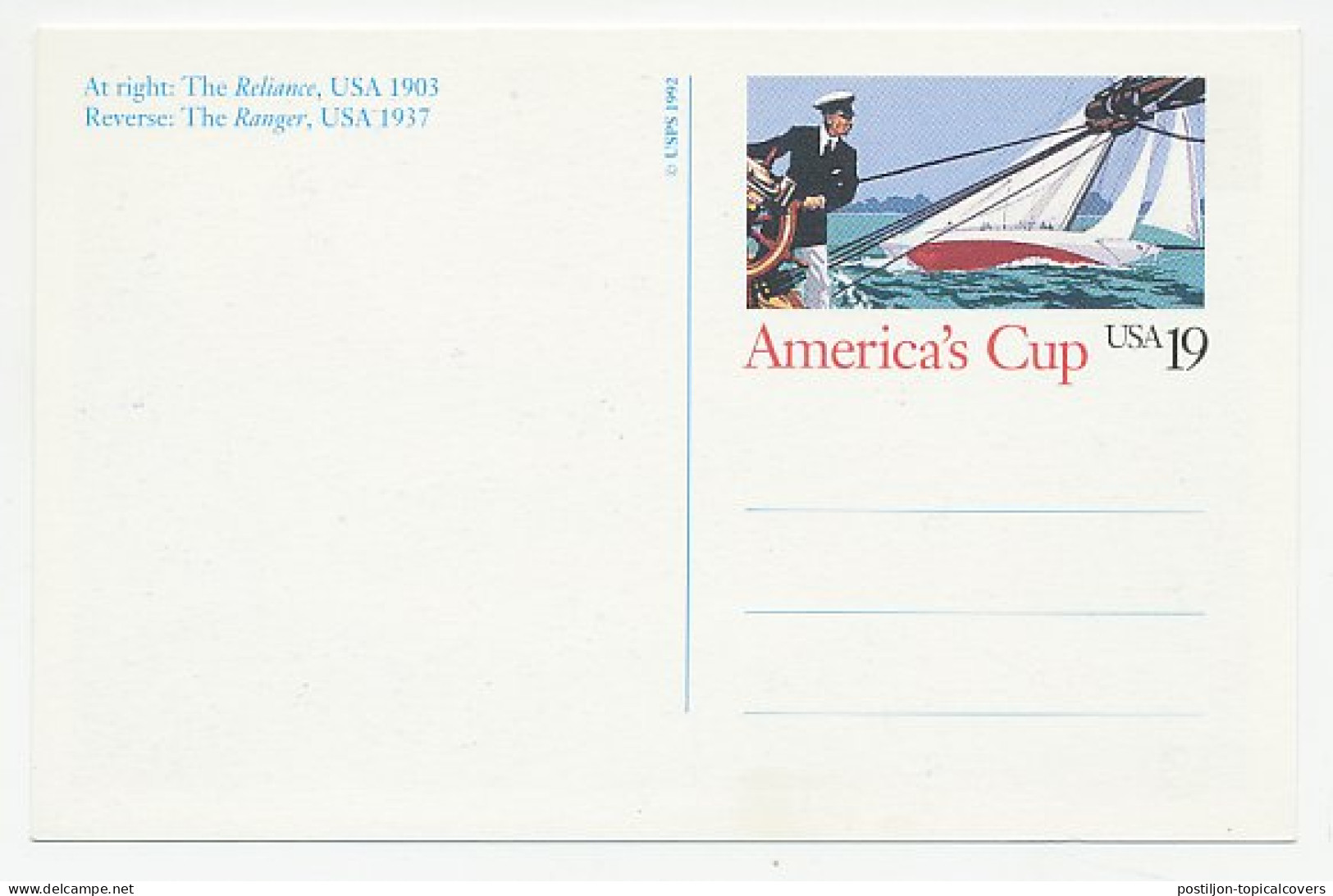 Postal Stationery USA 1992 America S Cup - Sailing Race - Other & Unclassified